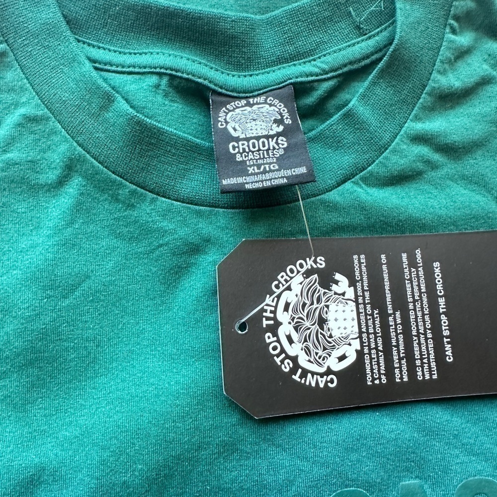 NWT Crooks & Castles Logo Tee in Green - Picture 7 of 7